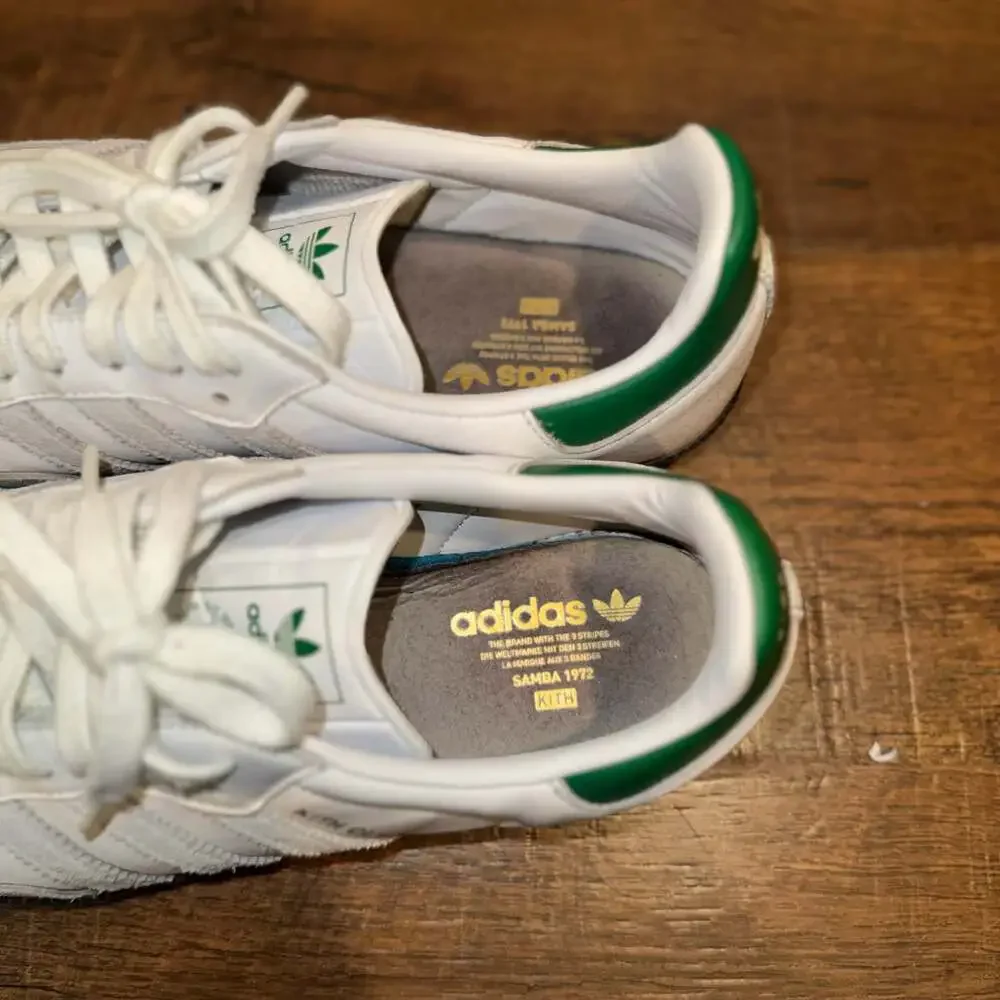 KITH x Adidas Samba OG Classics White Green Sneakers (FX5398) Size 9.5